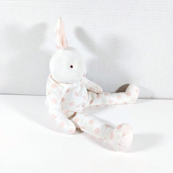 BUNNIES BY THE BAY Carrots White Pink Polka Dot Rabbit Plush Lovey 13" - Picture 2 of 5